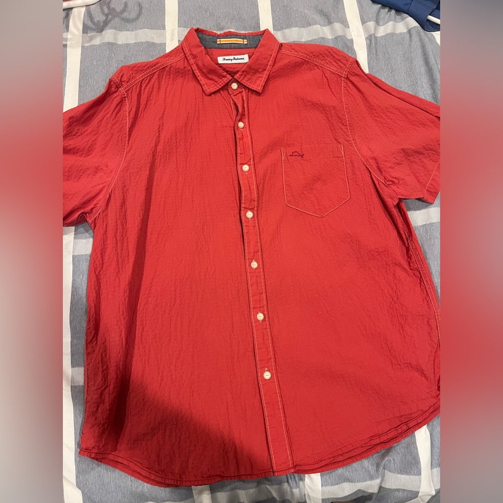 Tommy Bahama Men's Vibrant Red Casual Button-Down Shirt